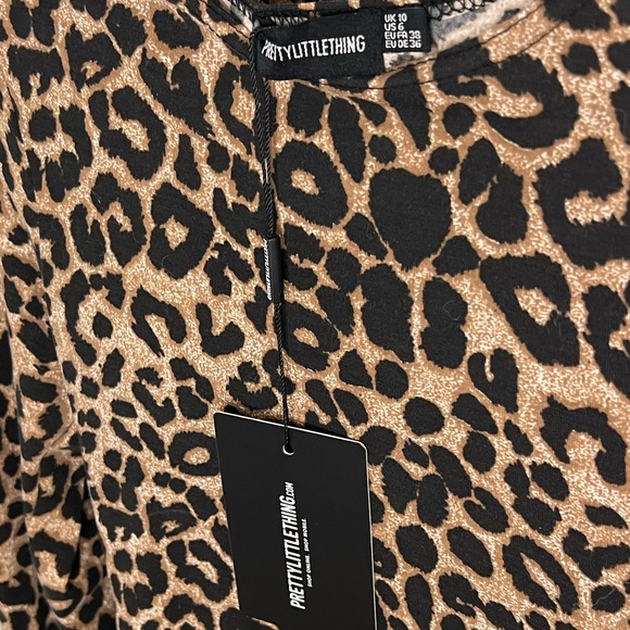 NWT Pretty Little Thing Brown Leopard Print Bodycon Midi Dress; size US 6 - Picture 5 of 5